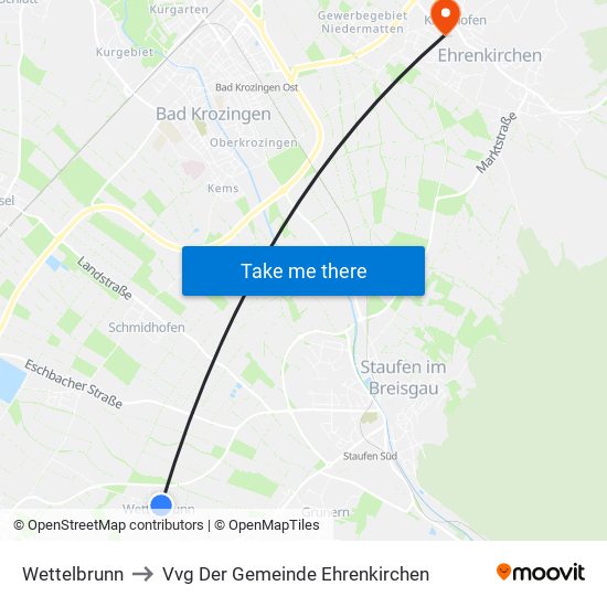 Wettelbrunn to Vvg Der Gemeinde Ehrenkirchen map