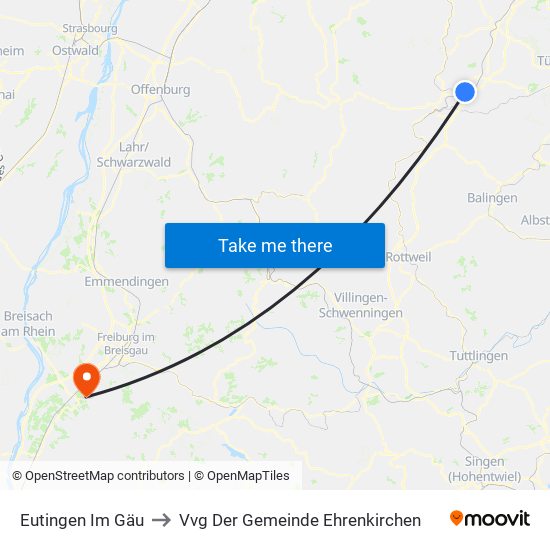 Eutingen Im Gäu to Vvg Der Gemeinde Ehrenkirchen map