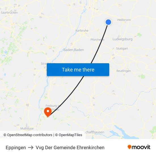 Eppingen to Vvg Der Gemeinde Ehrenkirchen map