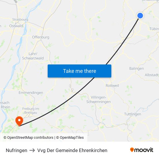 Nufringen to Vvg Der Gemeinde Ehrenkirchen map