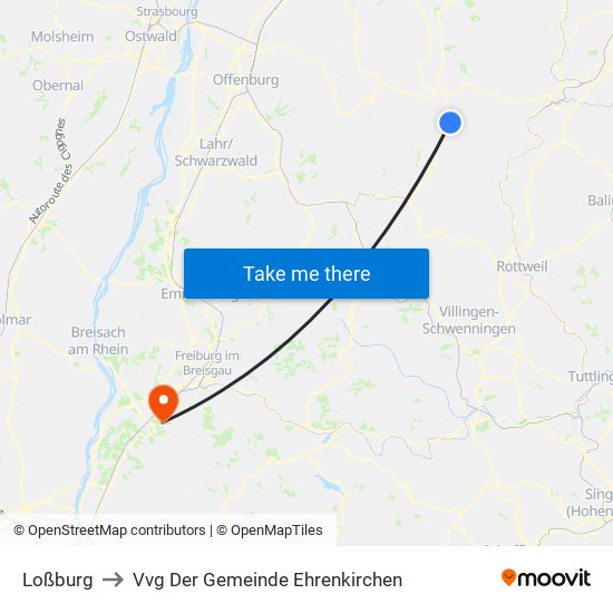 Loßburg to Vvg Der Gemeinde Ehrenkirchen map