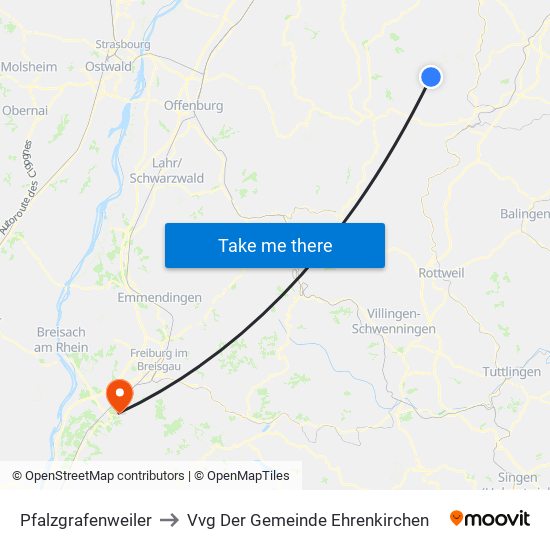 Pfalzgrafenweiler to Vvg Der Gemeinde Ehrenkirchen map