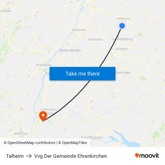Talheim to Vvg Der Gemeinde Ehrenkirchen map