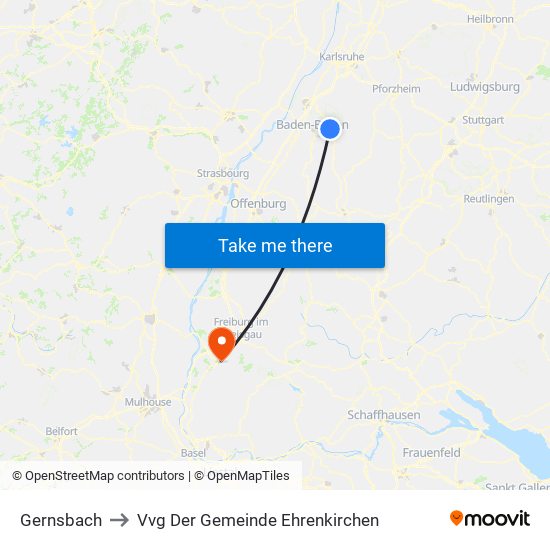 Gernsbach to Vvg Der Gemeinde Ehrenkirchen map