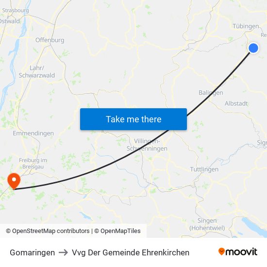 Gomaringen to Vvg Der Gemeinde Ehrenkirchen map