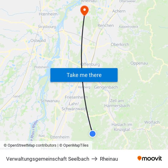 Verwaltungsgemeinschaft Seelbach to Rheinau map