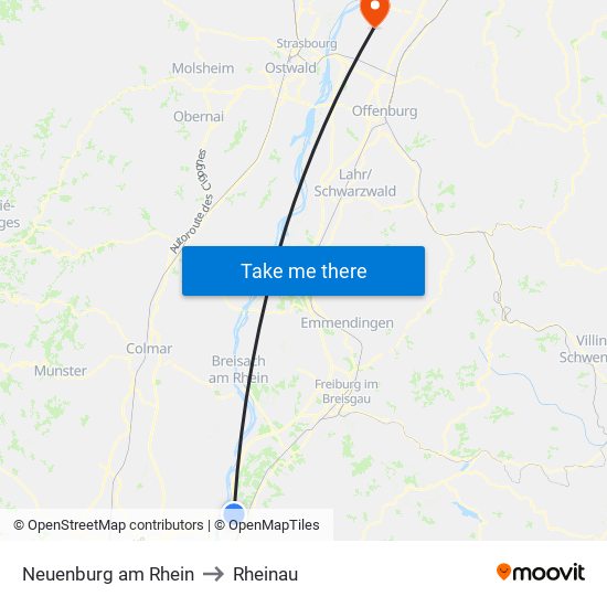 Neuenburg am Rhein to Rheinau map