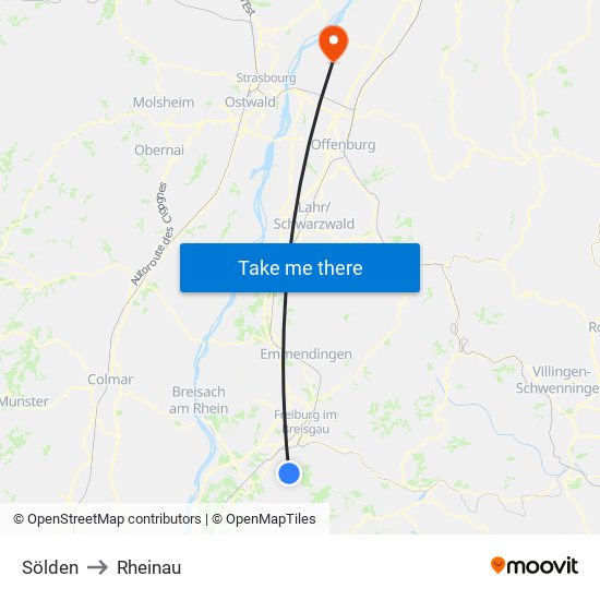 Sölden to Rheinau map