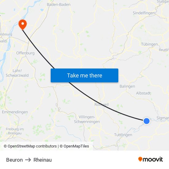 Beuron to Rheinau map