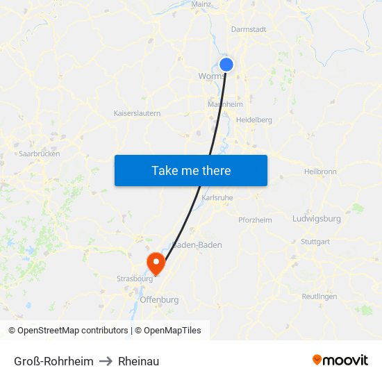 Groß-Rohrheim to Rheinau map