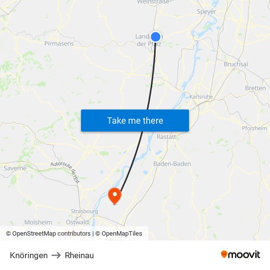 Knöringen to Rheinau map