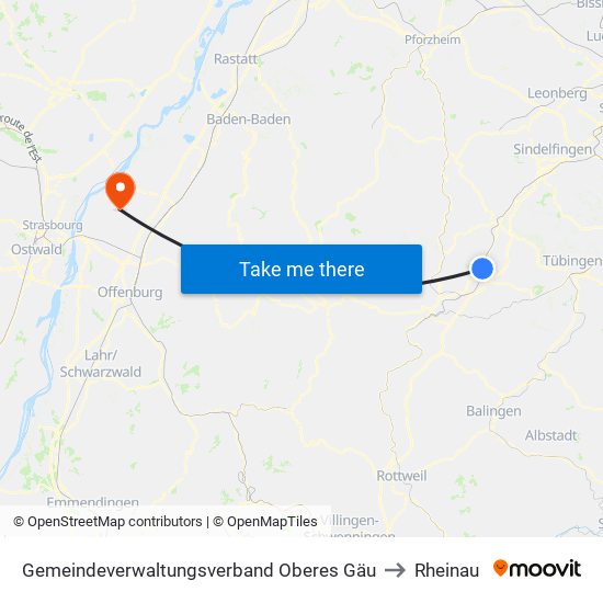 Gemeindeverwaltungsverband Oberes Gäu to Rheinau map