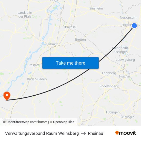 Verwaltungsverband Raum Weinsberg to Rheinau map