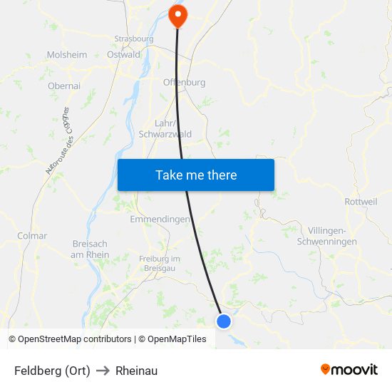 Feldberg (Ort) to Rheinau map