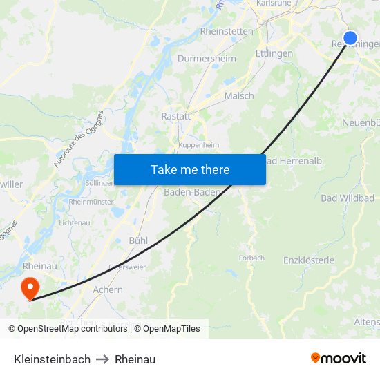 Kleinsteinbach to Rheinau map