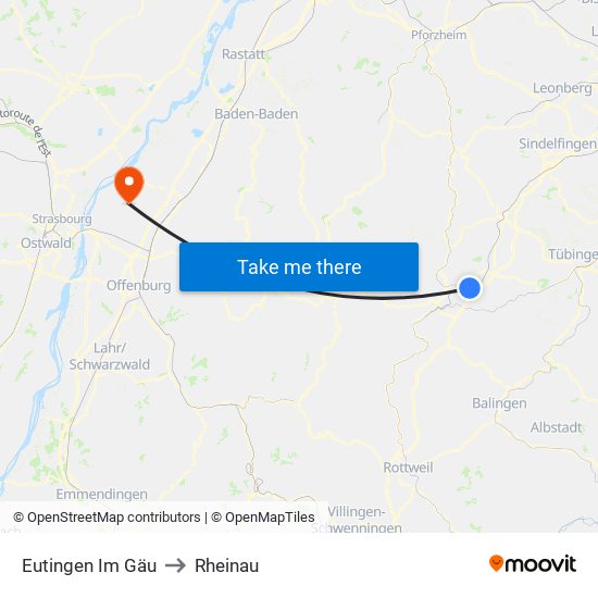 Eutingen Im Gäu to Rheinau map