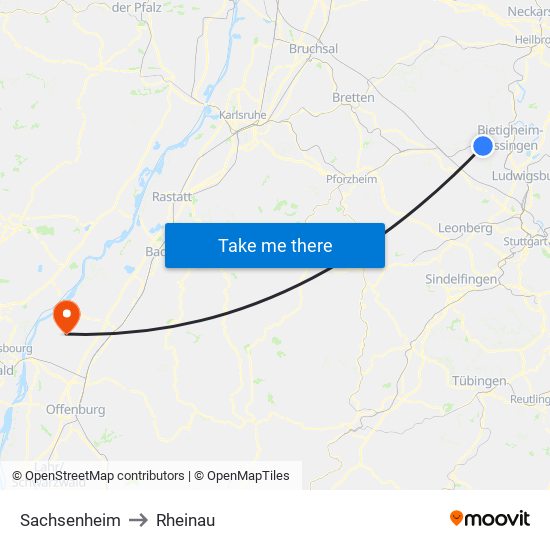 Sachsenheim to Rheinau map