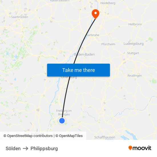 Sölden to Philippsburg map