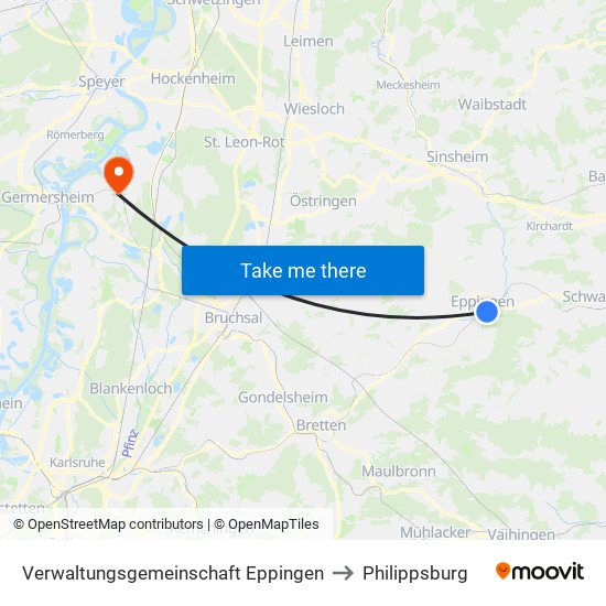 Verwaltungsgemeinschaft Eppingen to Philippsburg map