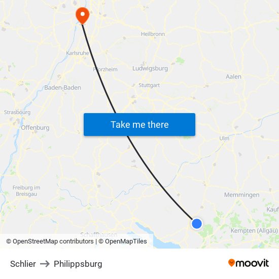 Schlier to Philippsburg map