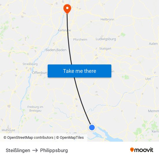 Steißlingen to Philippsburg map