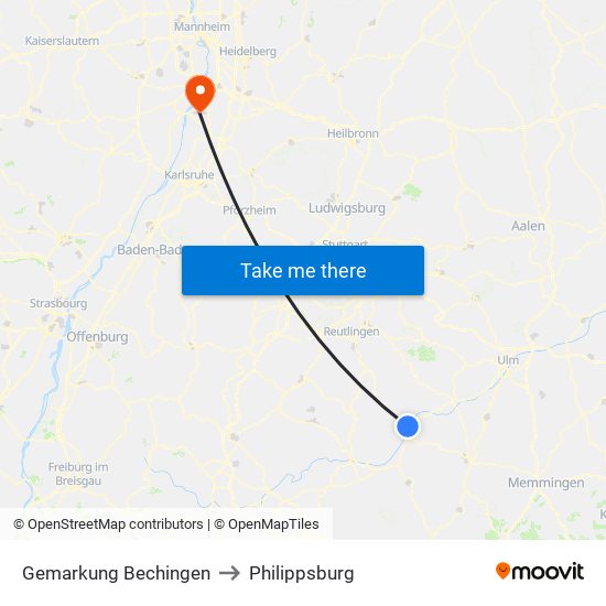 Gemarkung Bechingen to Philippsburg map