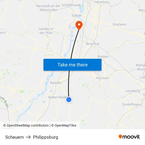 Scheuern to Philippsburg map