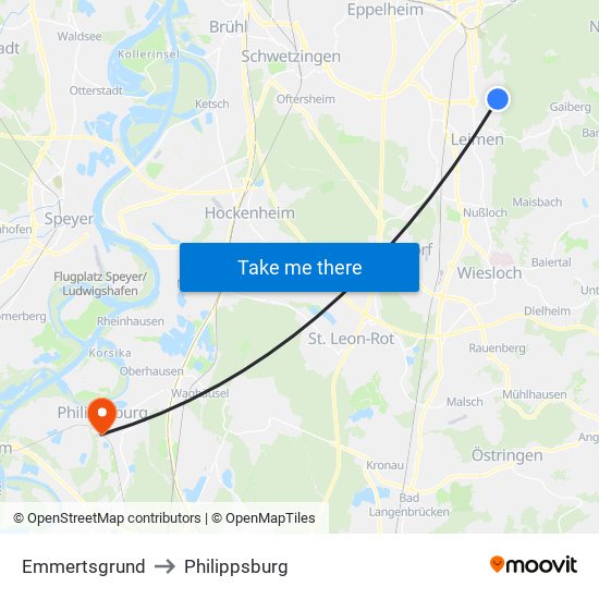 Emmertsgrund to Philippsburg map