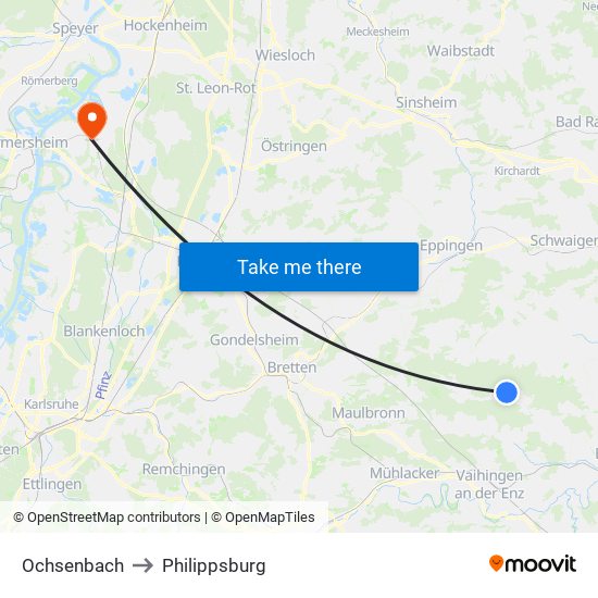 Ochsenbach to Philippsburg map