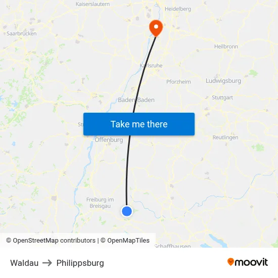 Waldau to Philippsburg map