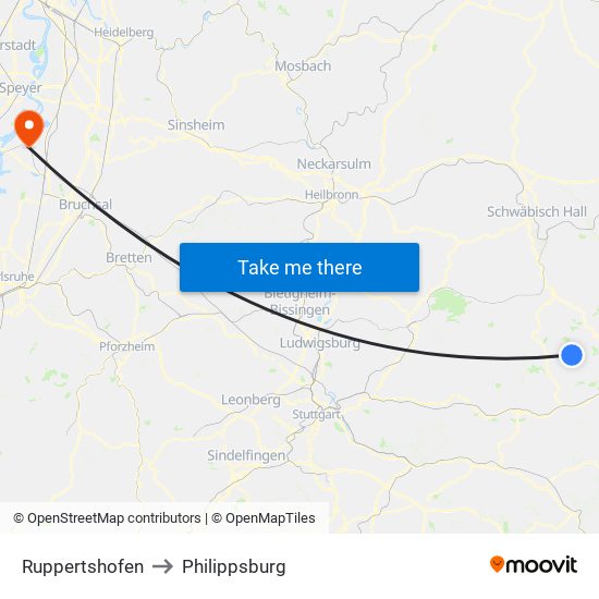 Ruppertshofen to Philippsburg map