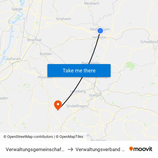 Verwaltungsgemeinschaft Neckarsulm to Verwaltungsverband Althengstett map