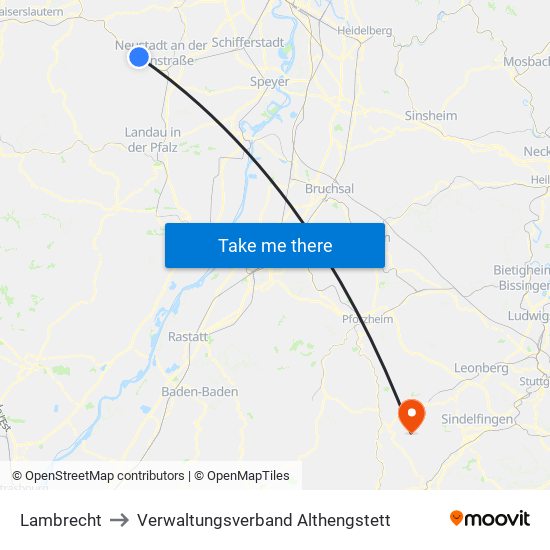 Lambrecht to Verwaltungsverband Althengstett map