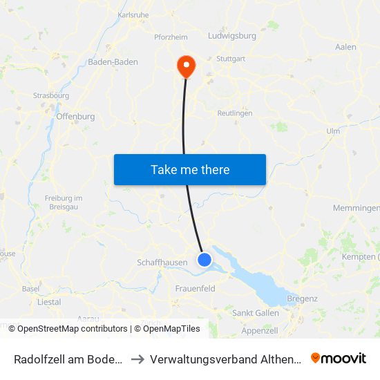 Radolfzell am Bodensee to Verwaltungsverband Althengstett map