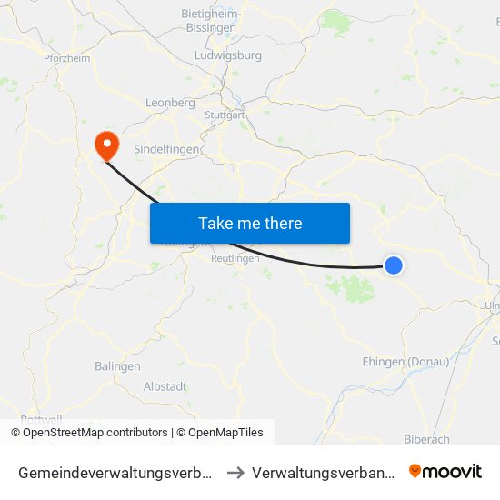 Gemeindeverwaltungsverband Laichinger Alb to Verwaltungsverband Althengstett map