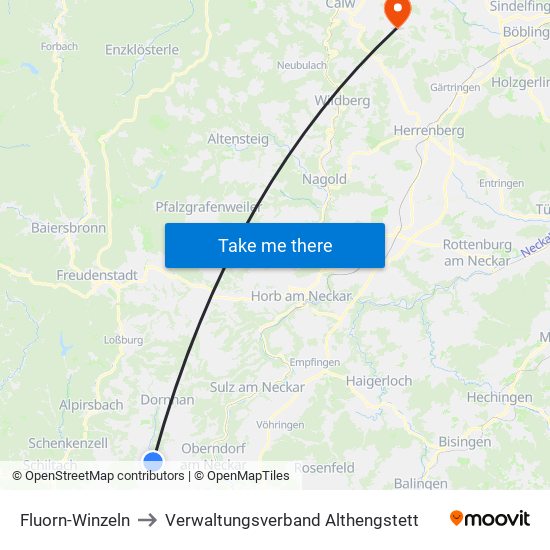 Fluorn-Winzeln to Verwaltungsverband Althengstett map