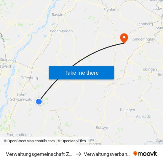 Verwaltungsgemeinschaft Zell am Harmersbach to Verwaltungsverband Althengstett map