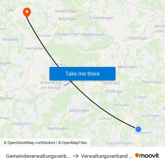 Gemeindeverwaltungsverband Engstingen to Verwaltungsverband Althengstett map