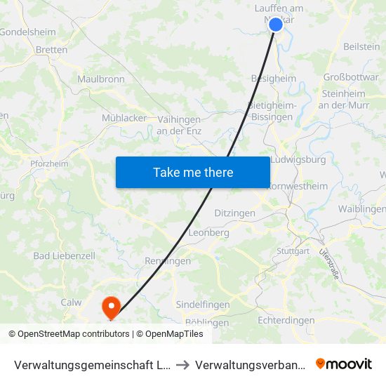 Verwaltungsgemeinschaft Lauffen am Neckar to Verwaltungsverband Althengstett map
