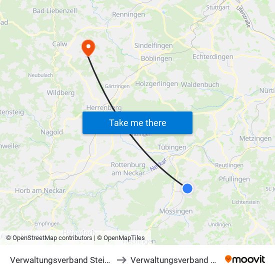 Verwaltungsverband Steinlach-Wiesaz to Verwaltungsverband Althengstett map