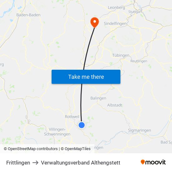 Frittlingen to Verwaltungsverband Althengstett map