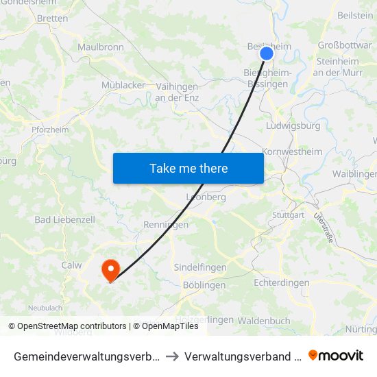 Gemeindeverwaltungsverband Besigheim to Verwaltungsverband Althengstett map