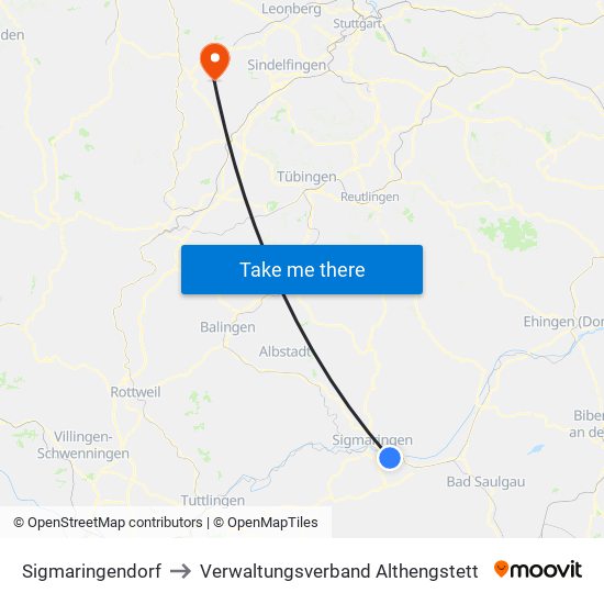 Sigmaringendorf to Verwaltungsverband Althengstett map