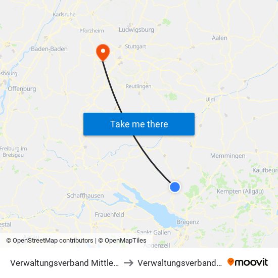 Verwaltungsverband Mittleres Schussental to Verwaltungsverband Althengstett map