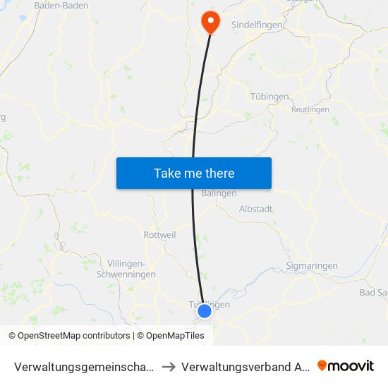 Verwaltungsgemeinschaft Tuttlingen to Verwaltungsverband Althengstett map