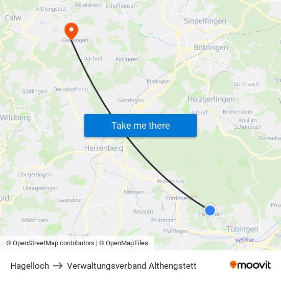 Hagelloch to Verwaltungsverband Althengstett map