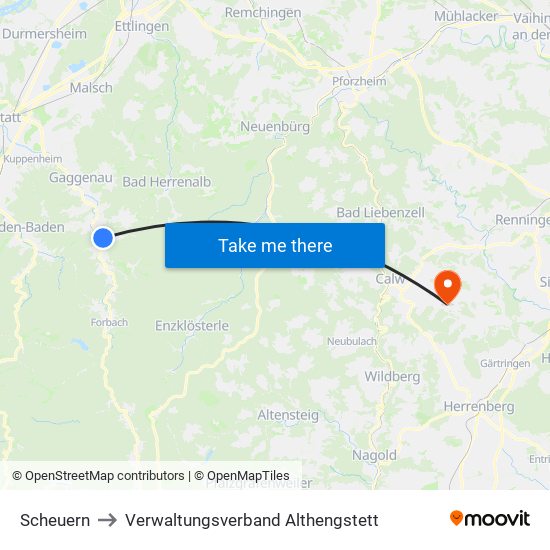 Scheuern to Verwaltungsverband Althengstett map