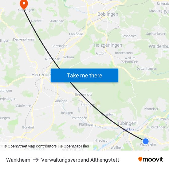 Wankheim to Verwaltungsverband Althengstett map