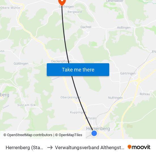 Herrenberg (Stadt) to Verwaltungsverband Althengstett map