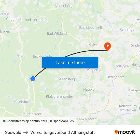 Seewald to Verwaltungsverband Althengstett map